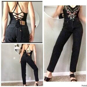 Vintage Levi's 501 black high rise Mom jeans no stretch made in USA size 6
